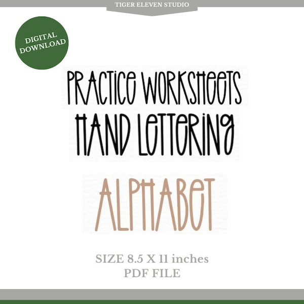 Digital Download Tall Skinny Hand Lettering Workbook