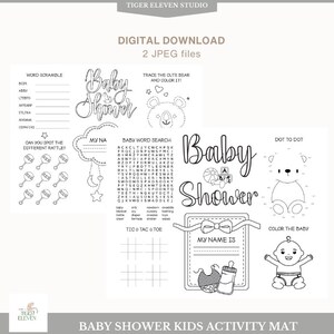 Baby Shower Coloring Activity Placemats | Baby Shower games for kids | Printable Coloring Sheet Baby Shower Mats | Party games for kids