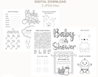 Baby Shower Coloring Activity Placemats | Baby Shower games for kids | Printable Coloring Sheet Baby Shower Mats | Party games for kids