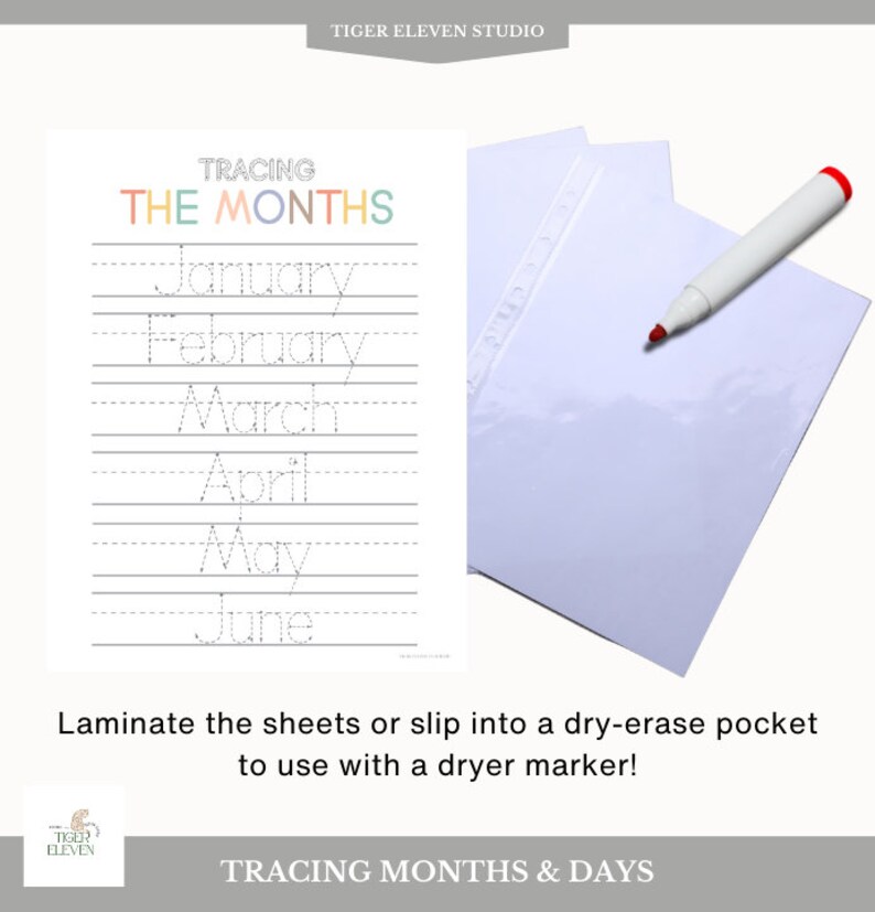 Tracing Days of the Week Months Printable Tracing Worksheet Handwriting ...