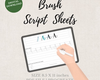 Digital Download Brush Lettering Workbook with Alphabet, Months, and Days