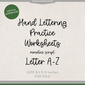 Puede incluir: Descarga digital de hojas de trabajo de práctica de escritura imprimibles para las letras A-Z en un estilo de escritura monoline. Las hojas de trabajo miden 8,5 por 11 pulgadas.