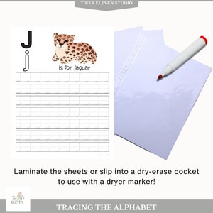 Alphabet Tracing Sheet-Handwriting Sheet-Preschool Kindergarten ABC Letter Printable Uppercase Lowercase Letter Animals Practice Homeschool image 5