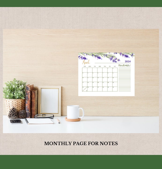 Printable 2024 Calendar, Notes Section, US Holidays, Desk Calendar ...