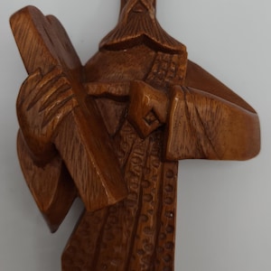 Vintage MCM MOSES SCULPTURE- Carved Teak- Mid Century Modern Art Decor- Large Size