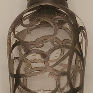 Antique PERFUME or SCENT Bottle- Silver Overlay