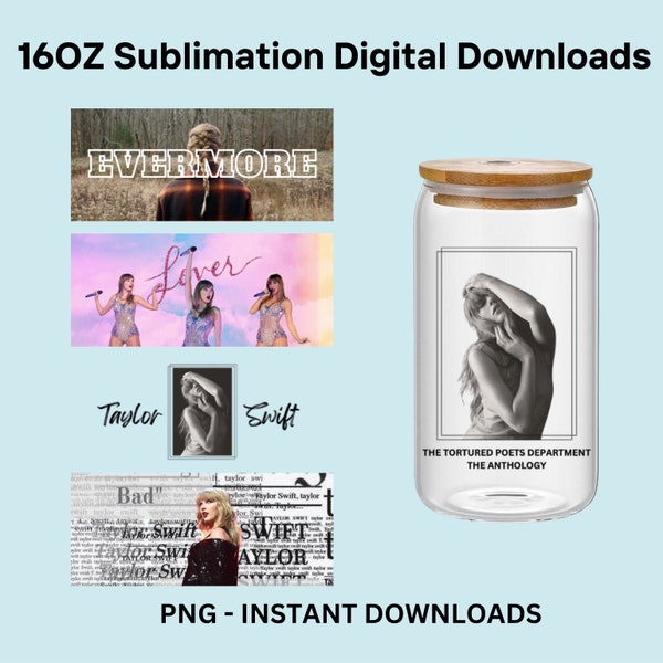 Taylor Swift 16OZ Glass Cup Sublimation Design, Instant Digital Download PNG