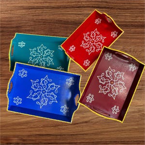 Kolam designed mini wood tray/ return gifts / home decor / festival decor.