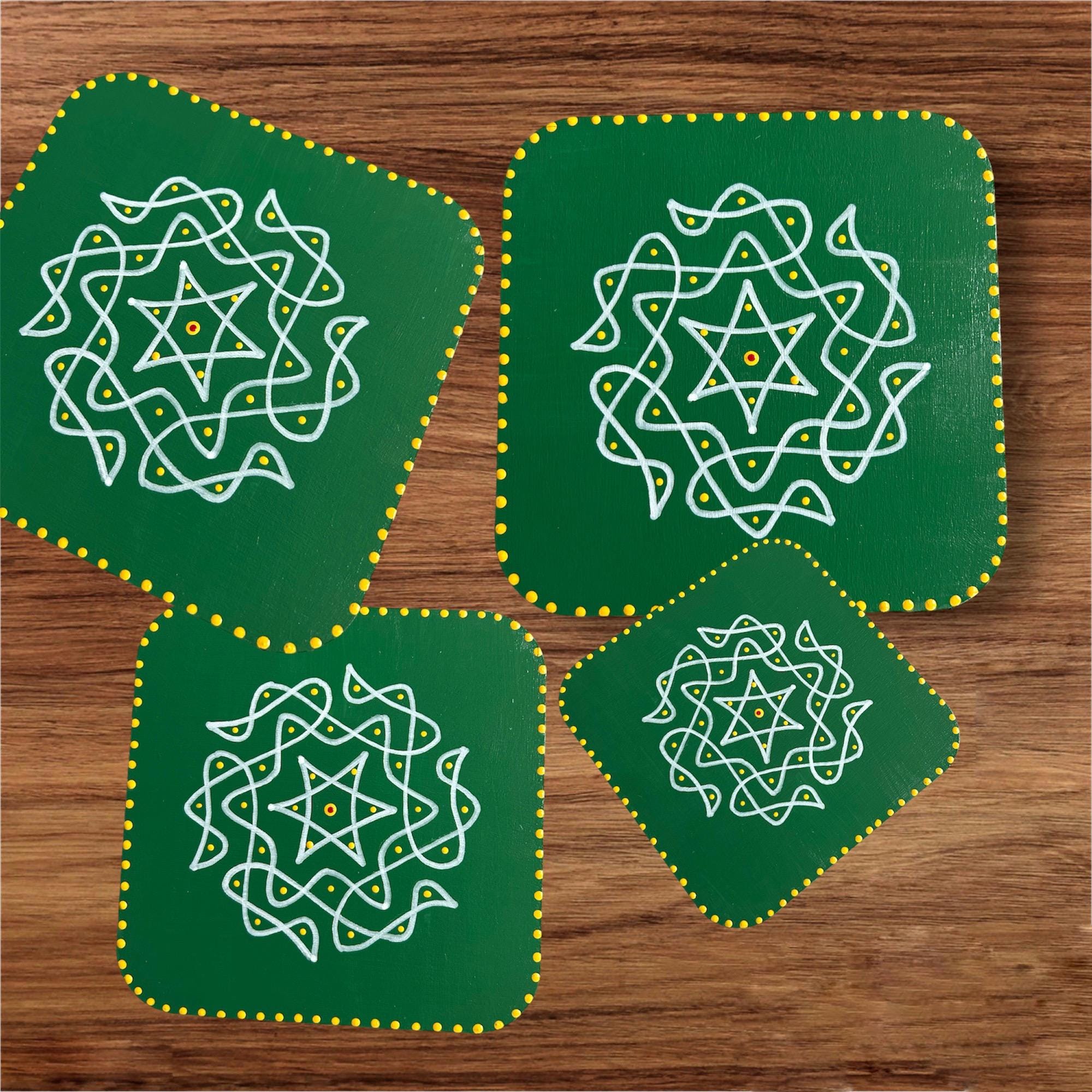 Kolam Coasters Set of 2: Indian Decor, Return Gifts, Pooja Decoration ...