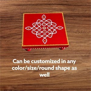 kolam art hand painted manai/chowki/wood riser/diya stand/peetalu/peeta/pooja stool/pooja decor/Indian return gifts/Varamahalakshmi Pooja