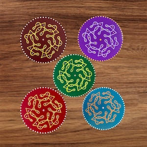 Set of 2 Kolam coasters / Manai/ kolam return gifts/ kolam Tea light holder/Pooja Return Gifts/Diwali Gift/ Navratri Gifts/Housewarming Gift