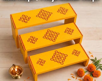 Kolam Steps for Mandir, Small Pooja Stand for idols, Navratri Golu, Villaku padi