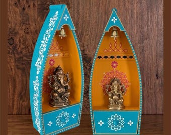 Handcrafted Boat Wall Shelf Altar - Mandir for Home Decor, Temple, Housewarming Gift