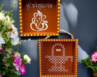 Handcrafted Ganesha Wooden Wall Art: Shivarathri decor/Lingam/shiva/muggu/kolam/shivling, gruhapravesam
