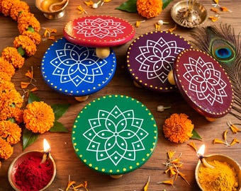 Kolam Manai Palagai | Wooden Bajot Diya Stand | Mini Chowki : 3.9-inch  Pooja Riser, Return gifts