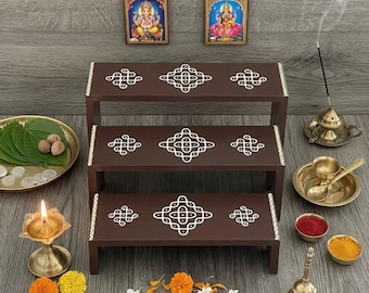 Kolam Steps for Mandir, Small Pooja Stand for idols, Navratri Golu, Villaku padi