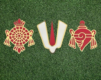 Sankhu Chakra Namam Cardstock Cutouts: Balaji Pooja Decor, Venkateswara Swamy