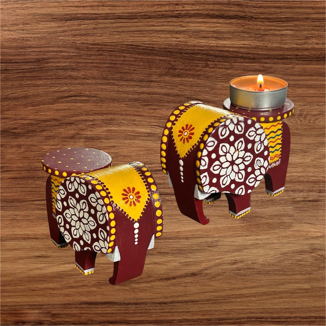 ELEPHANT - WOODEN TEA LIGHT HOLDER main image 0