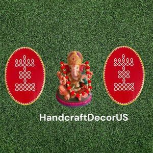 Set of 2 Hand painted Wooden Kolam/deepam/WallDecor/Shivarathri/Gruhapravesh/Ugadi/VaraLakshmi/Pooja/Ganesha Pooja/Housewarming/Indian Decor