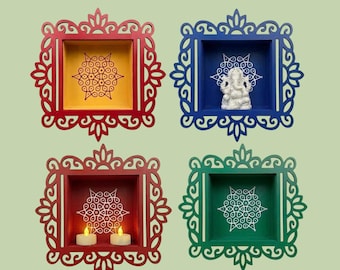 Jharokha Wooden Decor: Indian Wall Decorative Art, Kolam Tea light holder, Pooja items