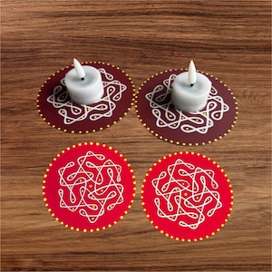 Set of 2 Kolam coasters / Manai/ kolam return gifts/ kolam Tea light holder/kolam peetalu
