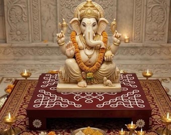 Kolam Manai 12x12, Pooja Chowki, Puja Decor,Altar Table, Home Mandir