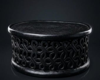 Mesa de centro esculpida XL Bamileke – Móvel de design africano – 100 cm