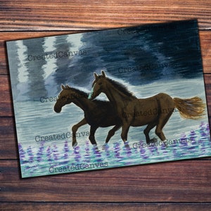 5 x 7 Postcard, Watercolor Postcard, Horse Postcard, Horses running, Horses Postcard, Postcard, Postcards, Animal Postcard, Watercolor Horse