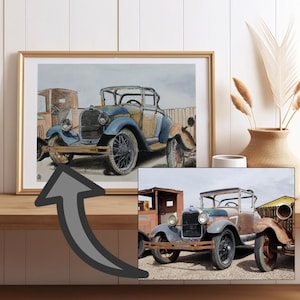 Auto Zeichnung, Auto Malerei, Autos, Auto Malerei, Auto Kunstwerk, Oldtimer, Auto-Enthusiast, Auto-Liebhaber, Auto Porträt, Aquarellmalerei