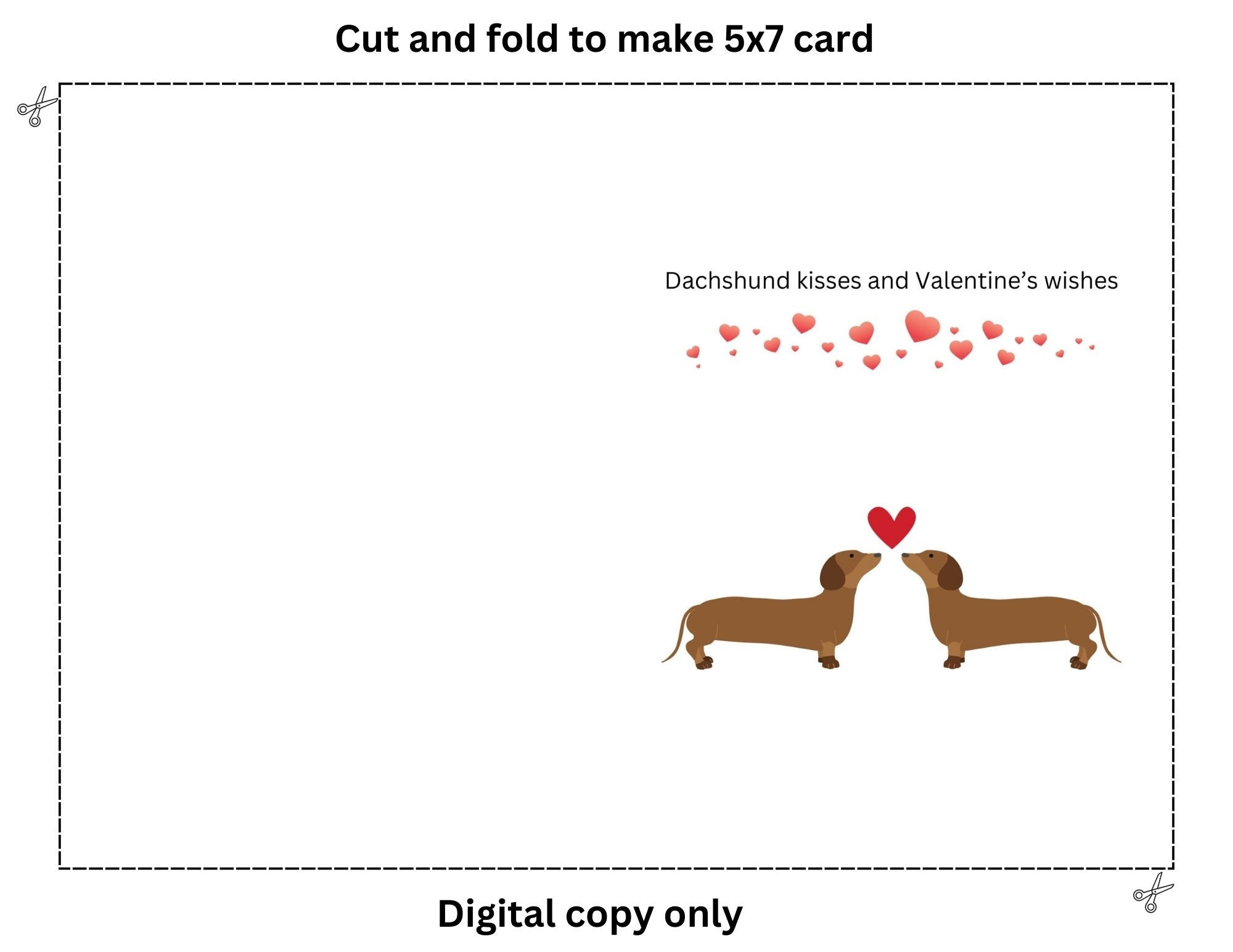 Printable Valentines Day Card Printable Dachshund Dog Card Sausage Dog Valentines Day Card