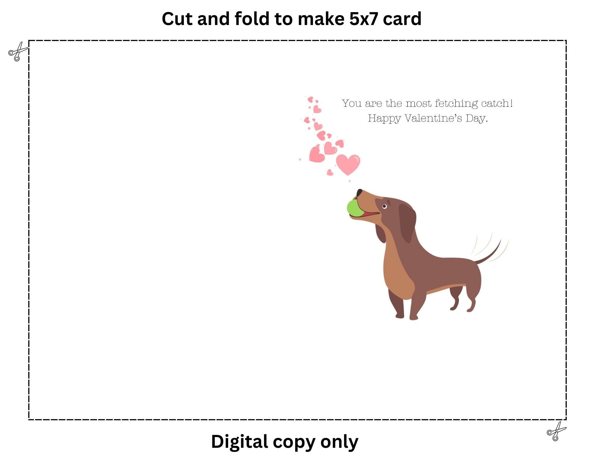 Printable Valentines Day Card Printable Dachshund Dog Card Sausage Dog Valentines Day Card