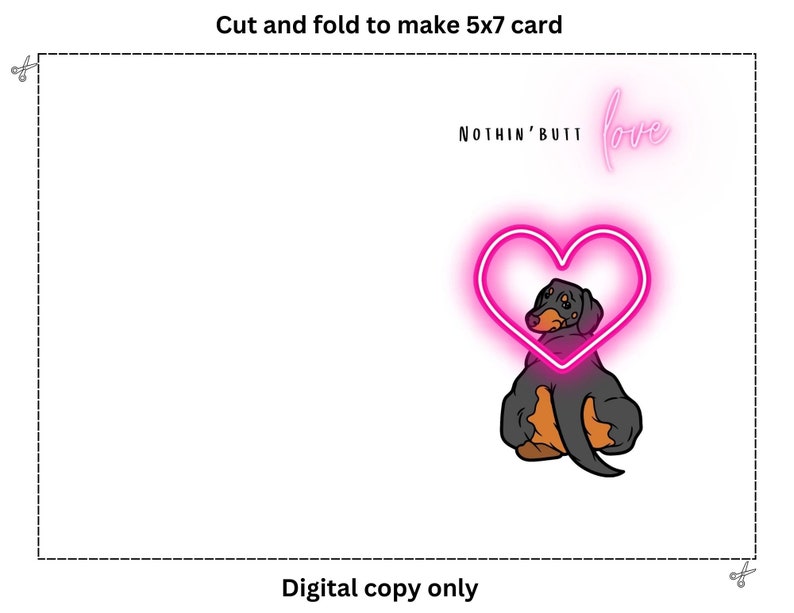 Printable Valentines Day Card, Printable Dachshund Card, Digital ...