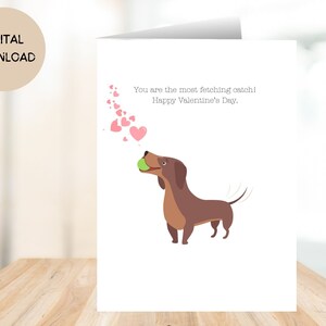 Printable Valentines Day Card, Printable Dachshund Dog Card, Sausage ...