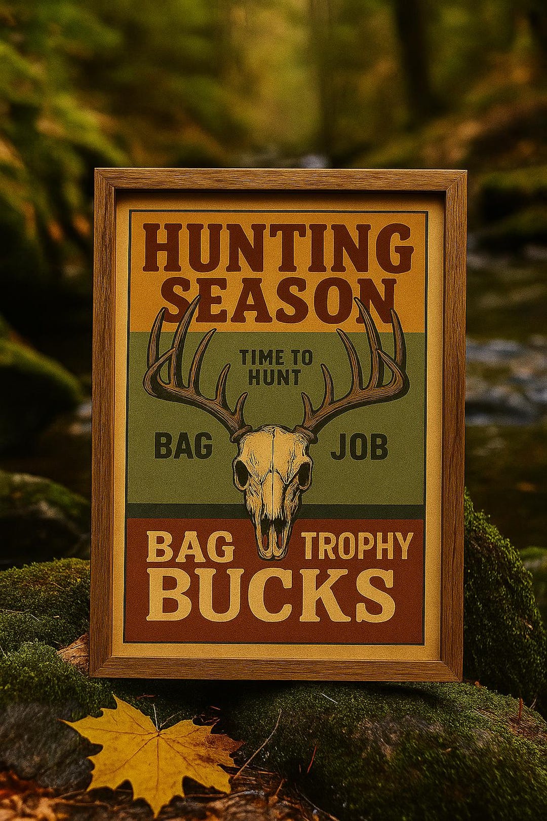 Hunting Season Wall Art Print | Rustic Deer Skull Poster | Cabin Decor ...