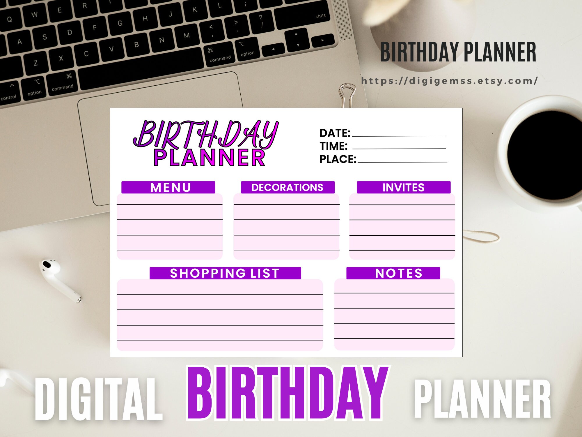 Printable Birthday Planner - Party Planner - Event Organizer - Event ...