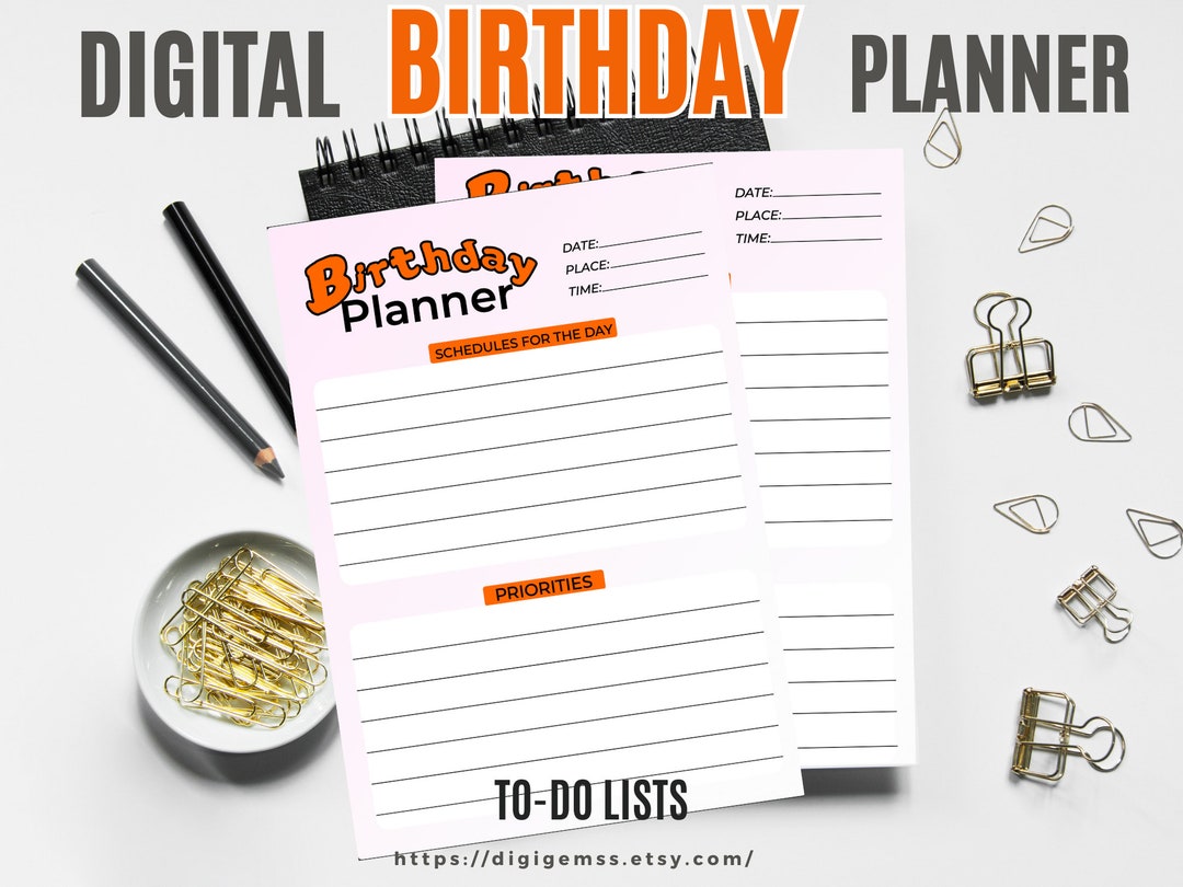 Printable Birthday Party Planner: Digital Event Checklist (digital ...