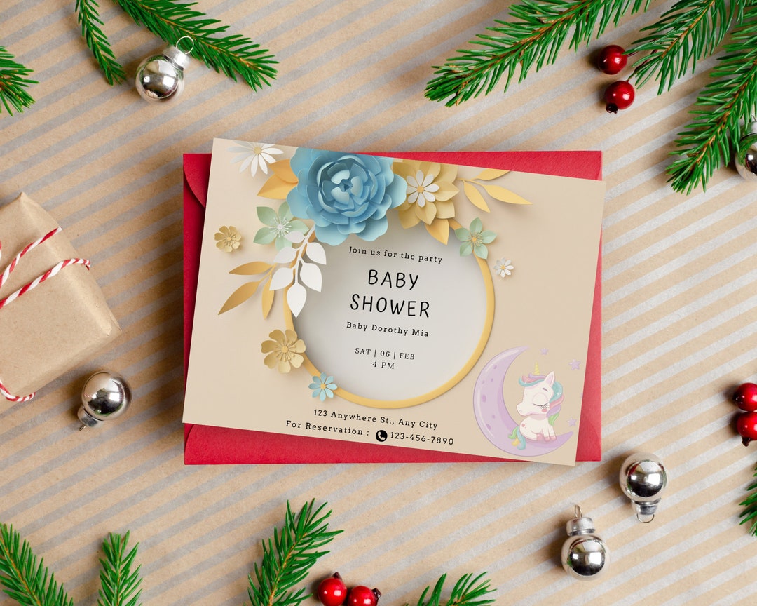 Invitaciones De Baby Shower Custom PRINTED 4.25X5.5 Oh Baby, Geometric,  Greenery, Boho, Greenery Baby Shower Invitation, Kraft Or White Envelope  Included Badger Baby, image size:1080x864