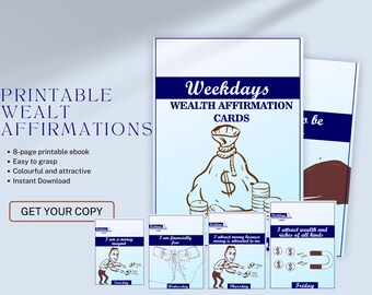 Wealth Affirmation card - Money Manifestation Poster - Daily Affirmations Art - Digital Download Print - Attract More Wealth - Digital cards