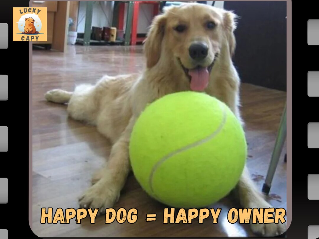 Giant 24CM Inflatable Tennis Ball - Jumbo Dog Chew Toy For All Size Pets