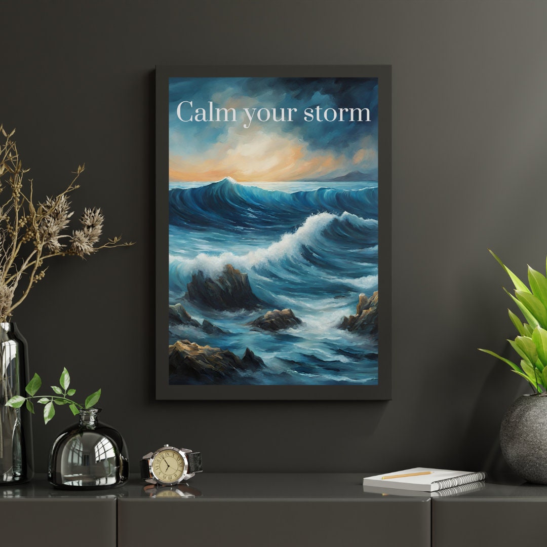 Ocean Artwork,wall Art,wall Decor,frame Art, Blue Waves,artwork Etsy