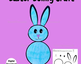 Easter Bunny Craft Printable Easter Bunny Easter Kids Craft DIY Kids Easter Download Easter Coloring Easter Activity Homeschool Activities