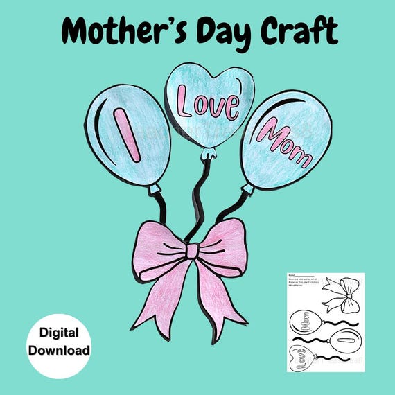 Mother's Day Craft I Love Mom Craft Mothers Day Kids Craft Gift