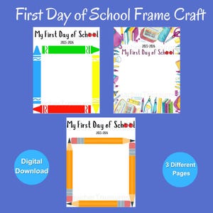 First Day Of School Frame Craft Back To School DIY Frame Craft Printable Craft First Day Of School Printable Craft for Students Paper Craft