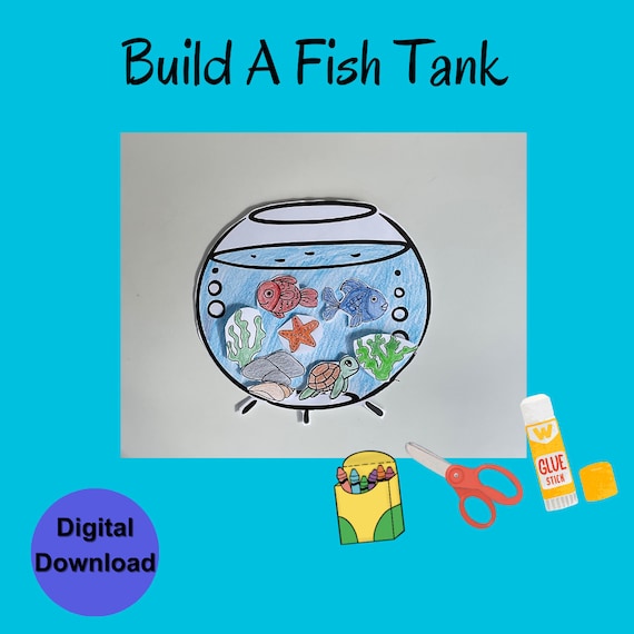 Build A Fish Tank Craft Printable Activity Kids Spring Craft DIY Craft Homeschool Activity Coloring Craft Preschool Activity Printable Gift