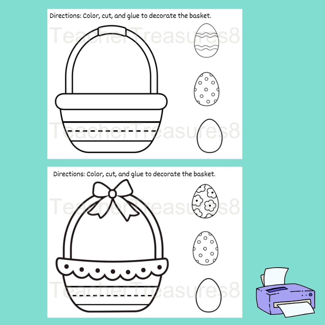 Easter Basket Craft Printable Download DIY Kids Easter Craft for Easter ...
