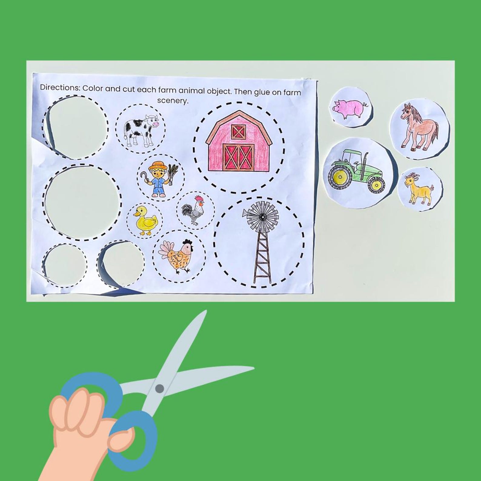 Build A Farm Craft Printable Download Build A Barnyard Farm Craft ...