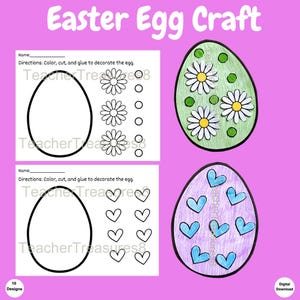 Easter Egg Craft, Easter Printable, Easter Craft, Easter Activity, Easter Coloring Page, Egg Decoration, Kids Easter Craft, Egg Template