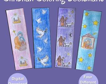 Christian Coloring Bookmark Sunday School Craft Bible Printable Christian Christmas Jesus Nativity Activity Sunday School Lesson Kids Craft