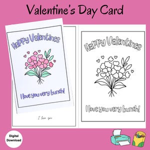Flower Valentines Day Card Happy Valentine’s Day Greeting Card Kids Valentines Cards Printable Valentines Cards Handmade Valentines Cards