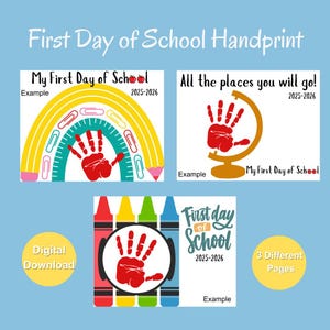 First Day Of School Handprint Craft Back To School Craft Handprint Craft Printable Craft First Day Of School Printable Craft for Students